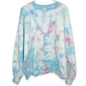 Custom Hand Dyed Sweatshirt Muted Blue And Pink Size XL